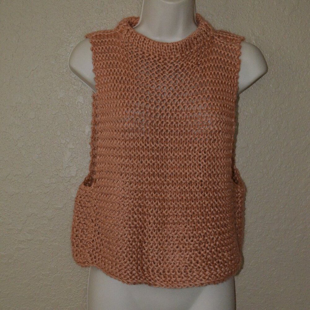 NWOT $295 Sz S MAYDI Handmade Knit Rust Color Knit Sweater Tank Top